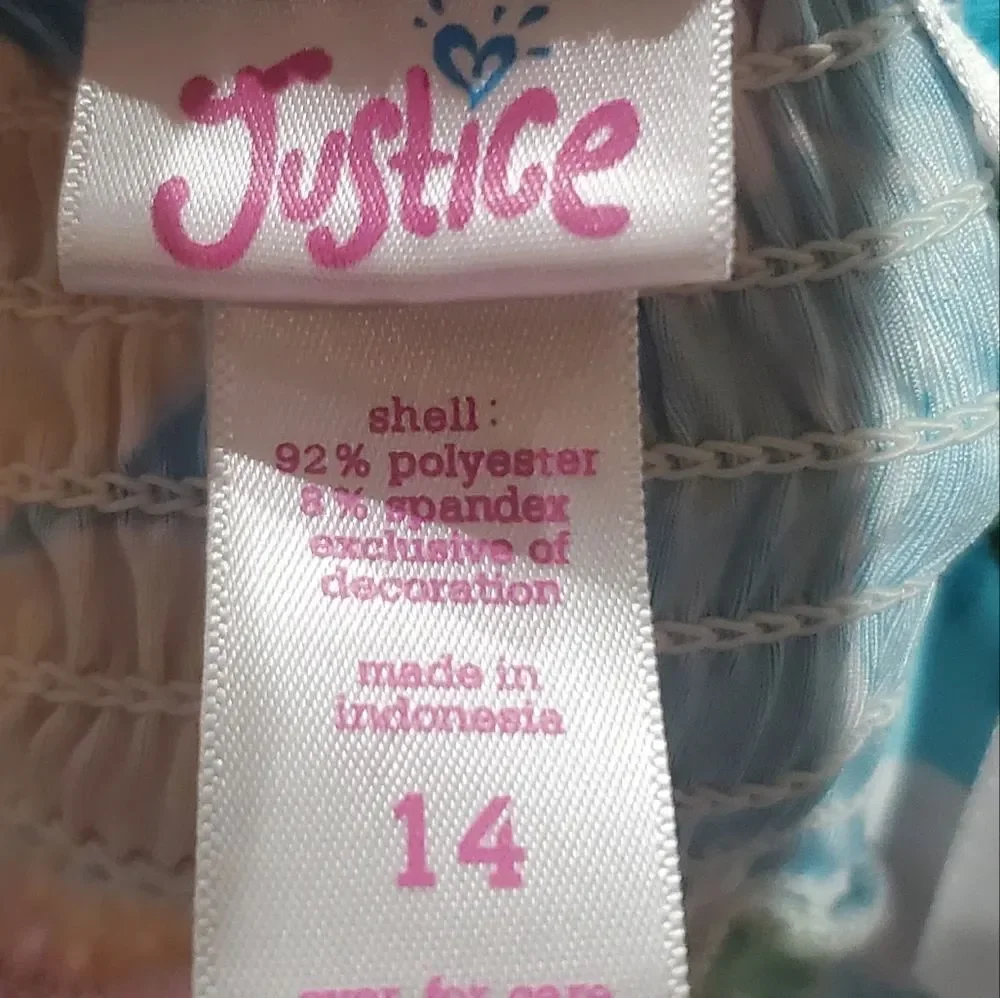 Girls Justice Dress Size 14 Kids Dress with Pink, Blue, and Yellow Floral Design